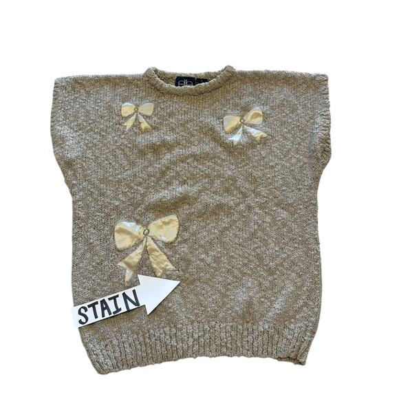 Vintage Sweater Vest Womens Size Medium Bows Cottage Winter Wear - Picture 2 of 7